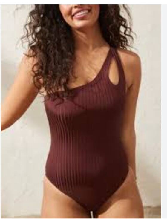 aerie Other - NWT Aerie Ribbed Shine One Shoulder One Piece Swimsuit in a deep burgundy XL